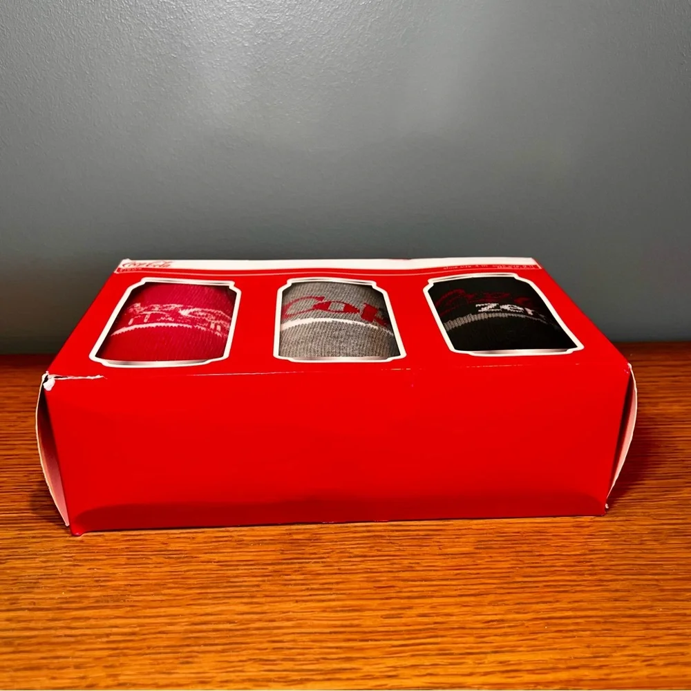 COCA COLA Crew Socks 3 Pack Gift Box Classic Diet Coke Zero NWT Size 4 -10